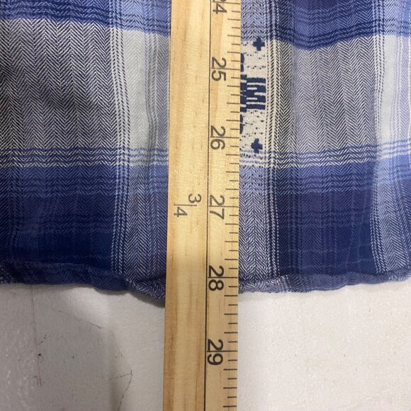 American Eagle Outfitters Snap Button Shirt Womens L Boyfriend Fit Plaid Blue We - Picture 8 of 10